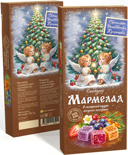 №1 Сладарт(11620) Мармелад Новогодний "Ангелы" Ассорти ягодное в сахарной пудре, 200г    в Ангарске